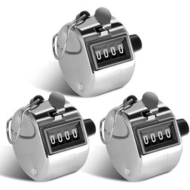 3 Pack Hand Tally Counter, Clicker Counter Handheld 4 Digit Display Metal Manual Mechanical Counter Clicker with Finger Ring for Sport Stadium Coach Referees School Event Golf