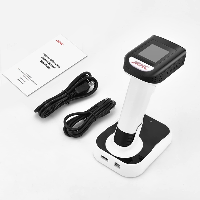 JRHC 1D 2D QR Barcode Reader, Screen Display with Charging