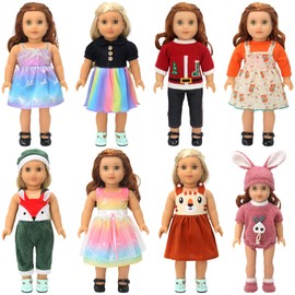 SOTOGO 8 juegos de ropa de muñeca de 18 pulgadas para muñecas americanas de 18 pulgadas, incluye ropa de moda y accesorios de muñeca