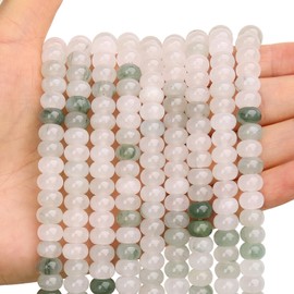 BONNY BOXX 1 hebra natural de 5 x 8 mm de Iceberg Jade Rondelle, abalorio de piedra de disco de ábaco natural, abalorio sueltas de piedras preciosas espaciadoras para hacer pulseras, collares, joyas