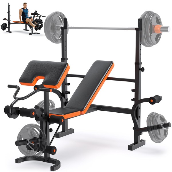 990LBS 6 in 1 Weight Bench Set with Leg Extension/Curl