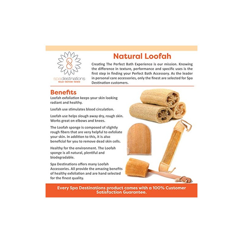 Natural Loofah (loofa, lufa) Back Strap Terry Cloth Back Spa