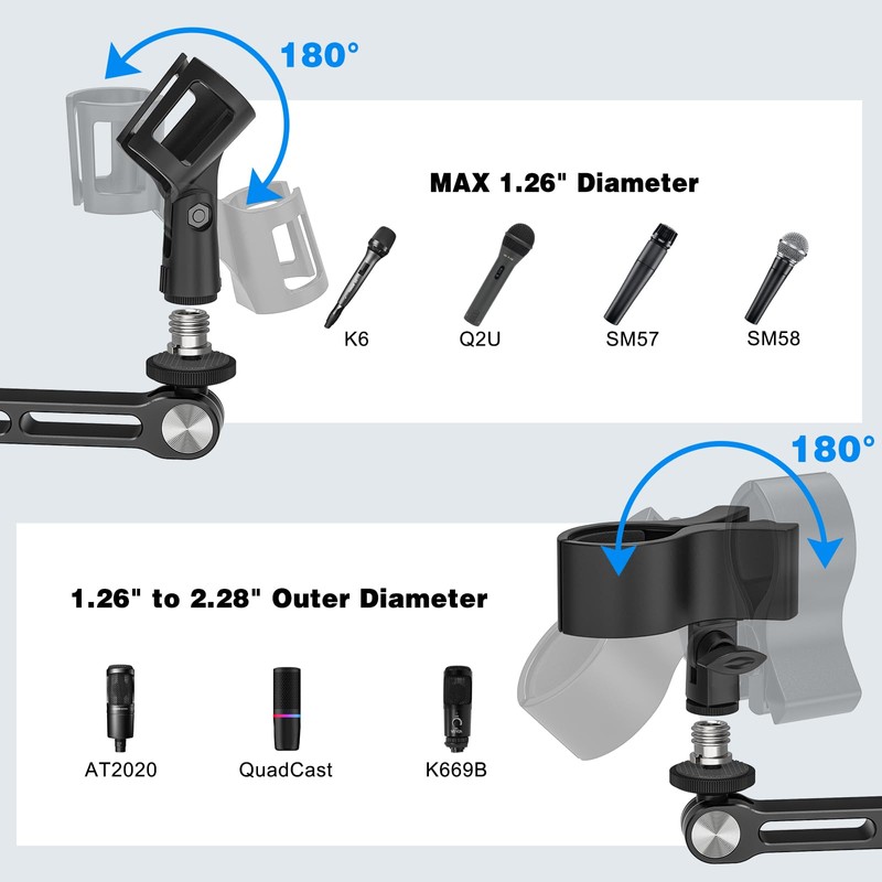 Mic Stand Desk, 360° Rotatable Desktop Microphone Stand, Max Load