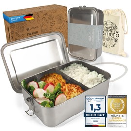 Dimono® Lunch Box 2400 ml Leak-Proof Bento Box Stainless Steel Waterproof Sustainable Tin with Compartments and Seals