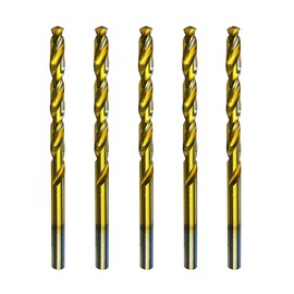 Pack of 5 HSS TiN Metal Twist Drill Bits DIN 338 10.5 mm Ground (Titanium Nitrided, for Metal and Stainless Steel, Professional Quality, Long Life)