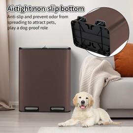 ComfyCorner 16 Gal (2 x 30 L) Dual Trash Can, Stainless Steel Kitchen Garbage Bin, Recycle Dustbin with Odor Control Box, Soft-Close Lid, Inner Buckets, Side Handle, Step Pedal, for Home Office