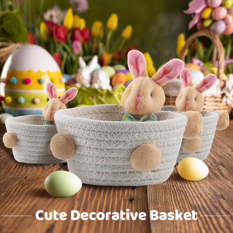 SilverChry Easter basket, Easter egg basket, Easter bunny storage basket,