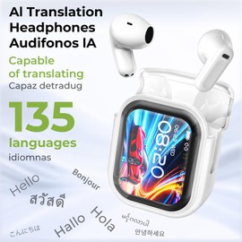 NE20 AI Translation Earbuds Real Time, 165 Language Translator Earbuds, 4-in-1 Audifonos Traductores Inglés Español Wireless Translating Ear buds Bluetooth 6.0 Headphones for Travel Meeting Learning
