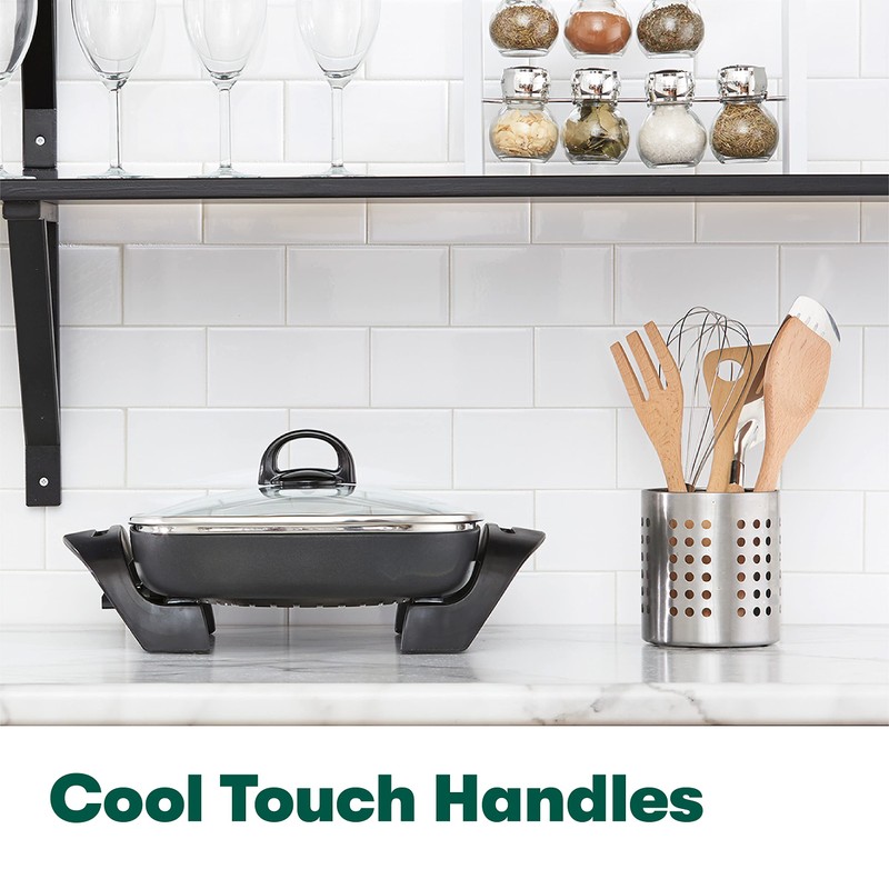 bella Electric Skillet and Frying Pan with Glass Lid, Nonstick