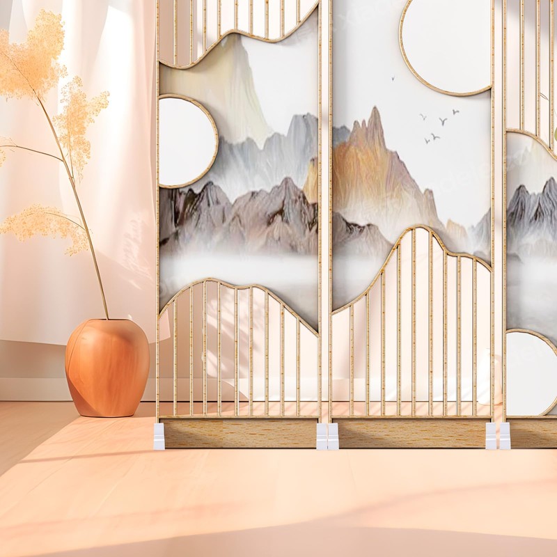 DECHOUS 2Pcs Room Divider Feet, Folding Room Divider Stand Wood