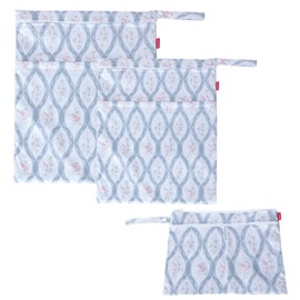 Damero 3 PCS Travel Laundry Bag, Reusable Wet Dry Bag, Washable Dirty Clothes Bag Bathing Suit Workout Bag for Gym Swimming Yoga Laundry Wet Clothes, Spiral Flowers