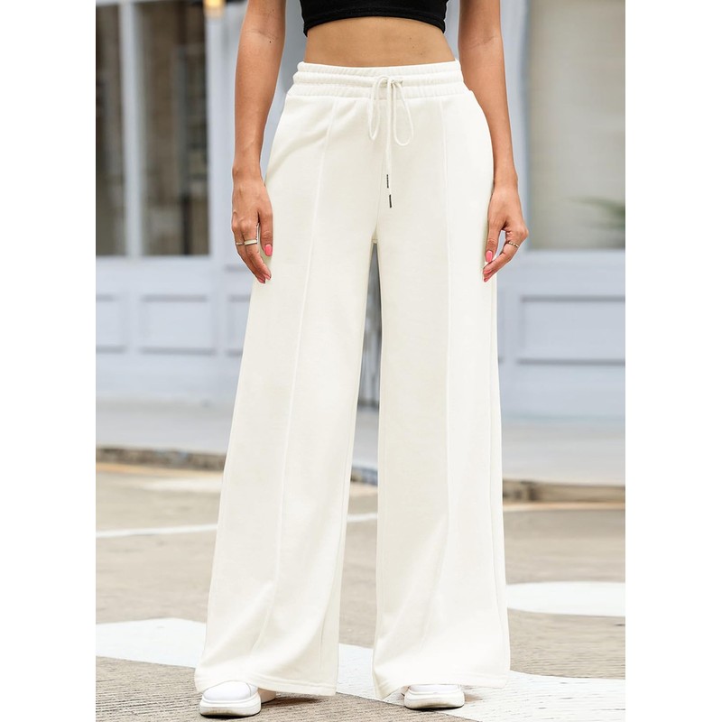 Aleumdr Wide Leg Sweatpants for Women Elastic High Waisted Drawstring