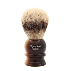 Edwin Jagger 3EJ462 Large Silver Tip Badger Shaving Brush, Imitation Light Horn for use with Shaving Cream or Soap for Men