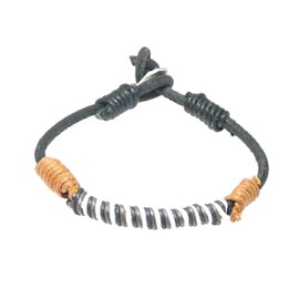 benerini Black Leather Cord & Coloured Cord Leather Bracelet/Leather Wristband/Surf Wristband Bracelet - (Max Wrist Size Approx. 20cm) - + Plus Free Leather Cord Bracelet + - 169