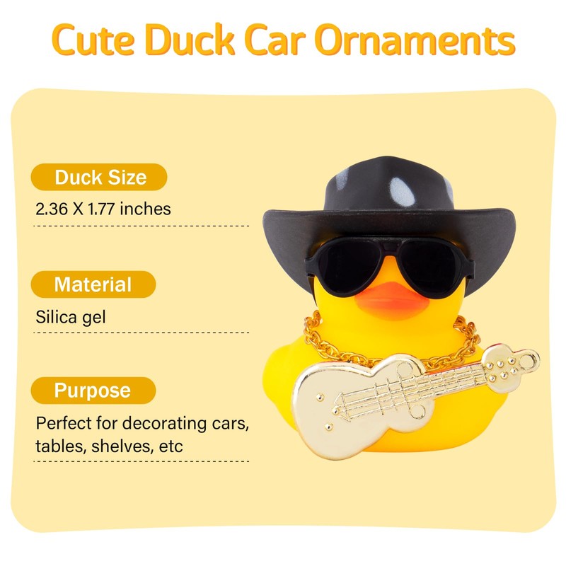 wonuu Car Dashboard Decor Rubber Duck, Car Ducks Ornaments with