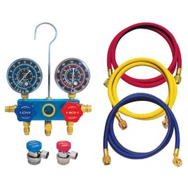 Certified A/C Pro Car Air Conditioner Hose and Manifold Gauge Set, Reuseable Set Checks Low and High Side Pressures for R134-A Refrigerant, Includes Hoses, InterDynamics
