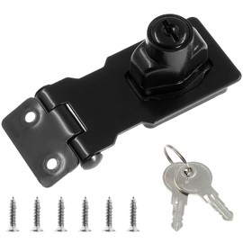 Jiozermi 2.5 Inch Hasp Locks with Keys, Stainless Steel Hasp Latches, Twist Knob Keyed Locking Hasp for Cabinet Small Door, Flat Black