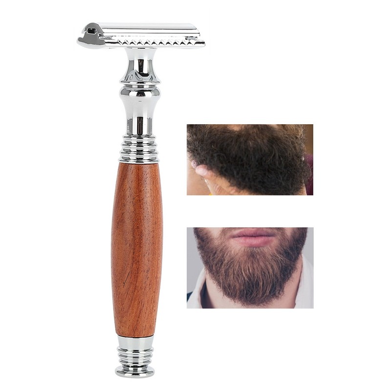 Classic Style Wooden Handle Double Blade Manual Razor for Man's