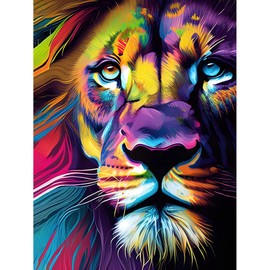 BOWETILE 5D Diamond Painting Pictures, Diamond Painting Lion Animal Diamond Painting Set for Adults Children, Complete DIY Diamond Art Painting Embroidery Set, Cross Stitch Pictures for Home Decor, 30
