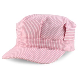 Armycrew Classic Cotton Train Engineer Conductor Adjustable Cap - Pink Stripe - 53CM