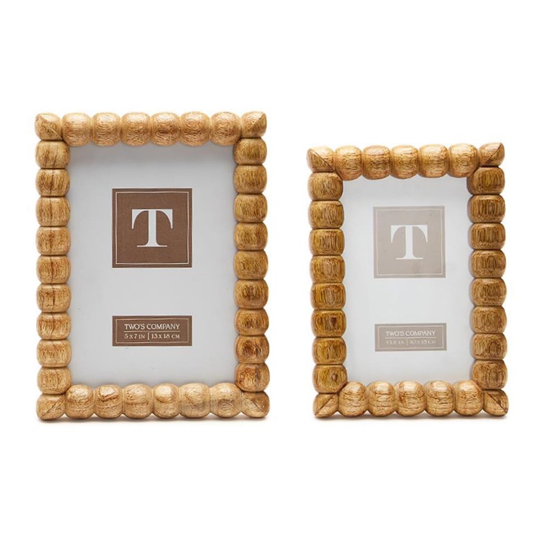 Generic Two's Company Hand-Carved Bobbin Photo Frame Natural Brown Includes
