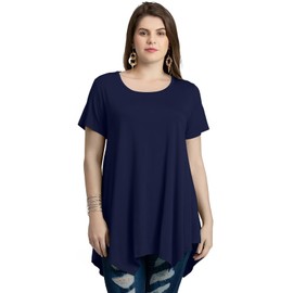 LARACE Blusa tipo túnica para mujer, ajuste holgado, cómoda y favorecedora, Azul marino, 6x