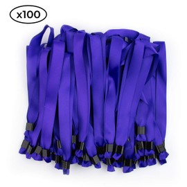 IBOO Extiff 100 Purple Fabric Bracelets for Events - Plastic Clasp to Avoid Transmission or Reuse - Comfortable Satin Bracelets of High Quality