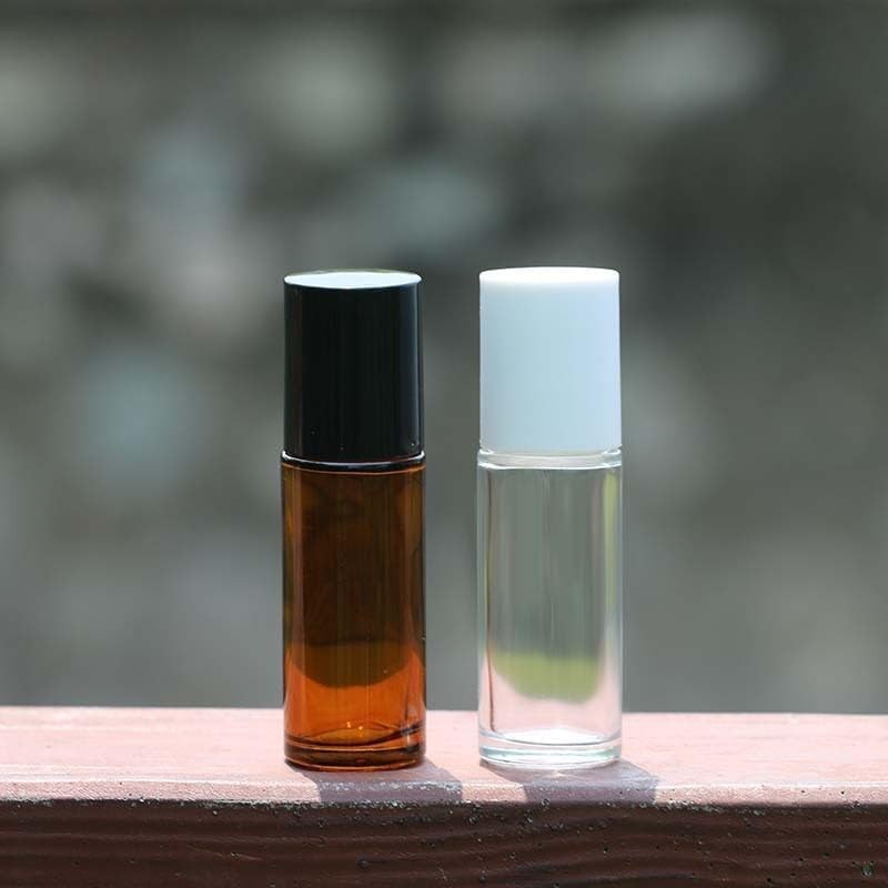 Dwuww 2Pcs Brown 30ml Glass Essential Oil Roller Bottles,Perfume Roller,Refillable