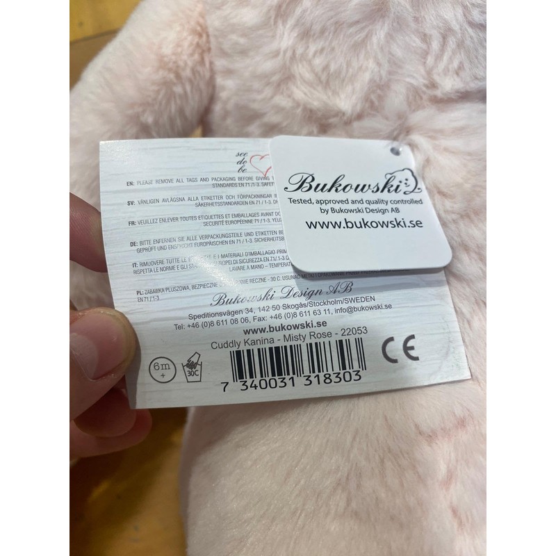 BUKOWSKI DESIGN AB Cuddly Rabbit Plush Rabbit Light Pink Height