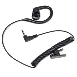 HYSHIKRA 3.5mm Listen Only Headset, Surveillance Earpiece Adjustable G-Shape Earhook with Coiled Cable for Walkie Talkies Ham Transceiver, Radio Speaker Mic Jacks (Pack of 2)