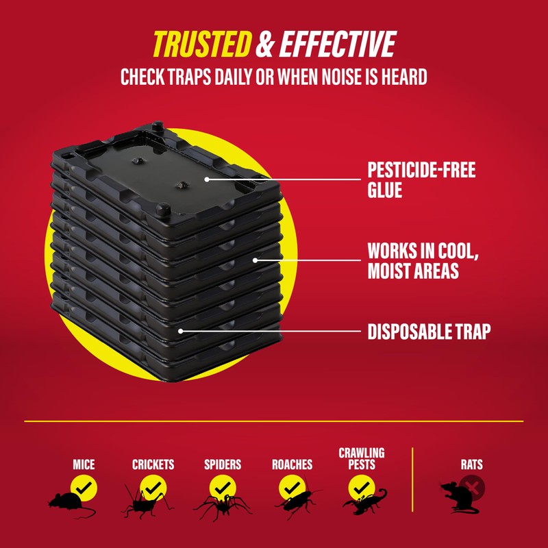Catchmaster-8 Mouse & Insect Glue Traps, Heavy-Duty Pesticide-Free Sticky Mouse