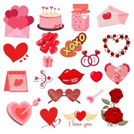 Valentine's Day Thick Gel Clings Happy Valentine's Day Window Gel Clings Decals Stickers Heart Love Window Gel Decals for Home Classroom Party Supplies Gift（20 Pcs）