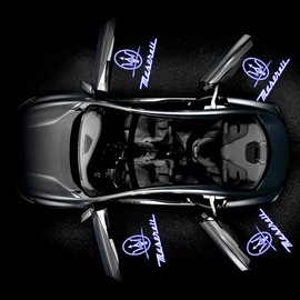Courtesy Lamp, Laser Logo Light, Door Welcome Light, LED Logo Projection, Curtesi Light, Maserati, 2-Pack, for Car, Curtesi, Compatible with Maserati (07, Levante (2014-2021))