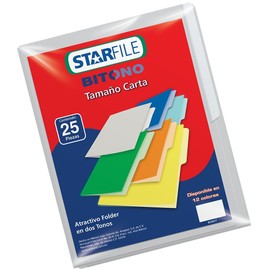Starfile-Bitono Paquete con 25 Folders Tamaño Carta, color Gris