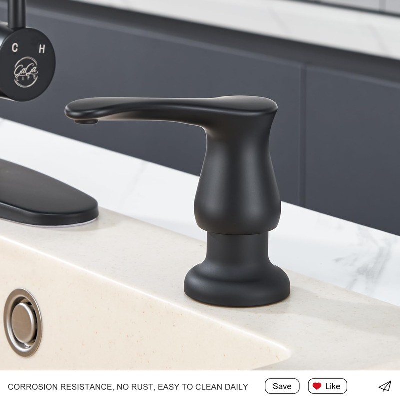 GAGALIFE Kitchen Sink Soap Dispenser Matte Black, Under Sink Soap