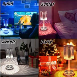 Ausolee LED Table Lamp Made of Crystal, Crystal Diamond Bedside Lamp Touch and Dimmable [16 Colours & 4 Modes] with Remote Control, RGB Colour Changing Night Light for Bedroom, Restaurant, Living Room