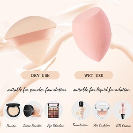 KOLZEMV 8 Piece Make Up Sponge, Powder Puff - Make Up Sponge Set with 4 Powder Puffs and 4 Sponges, Make Up Sponge, Makeup Sponge, with Storage Box - For Foundation Powder Cream Liquid