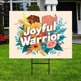 Joyful Warrior Kamala 2024 Obviously Yard Sign - Coroplast Harris For President 2024 Lawn Sign, Harris Walz 2024 Signs with Metal H-Stake, VP9479