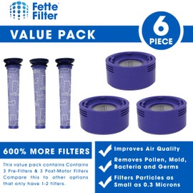 Fette Filter -Combo Vacuum Filter Set with 3 Pre Filters and 3 HEPA Filters Compatible with Dyson V7 & V8 Absolute and Animal Cordless Vacuums, Part # 965661 & 967478