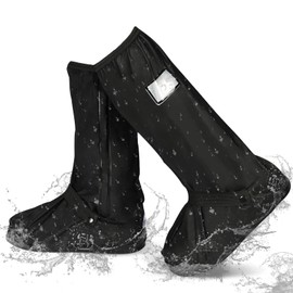 Cubrezapatos impermeables, cubrezapatos para hombre y mujer, cubrezapatos de limpieza, cubrezapatos para moto de exterior, cubrezapatos de viaje reutilizables con cremallera (1 par) (L)