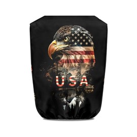 FUIALDOLG Electric Tongue Jack Cover 300D Polyester,Eagle American Flag RV Accessories Universal Trailer RV Electric Tongue Jack Protective Cover, 14″(H) x 5.7″(W) x 10.6″(D)