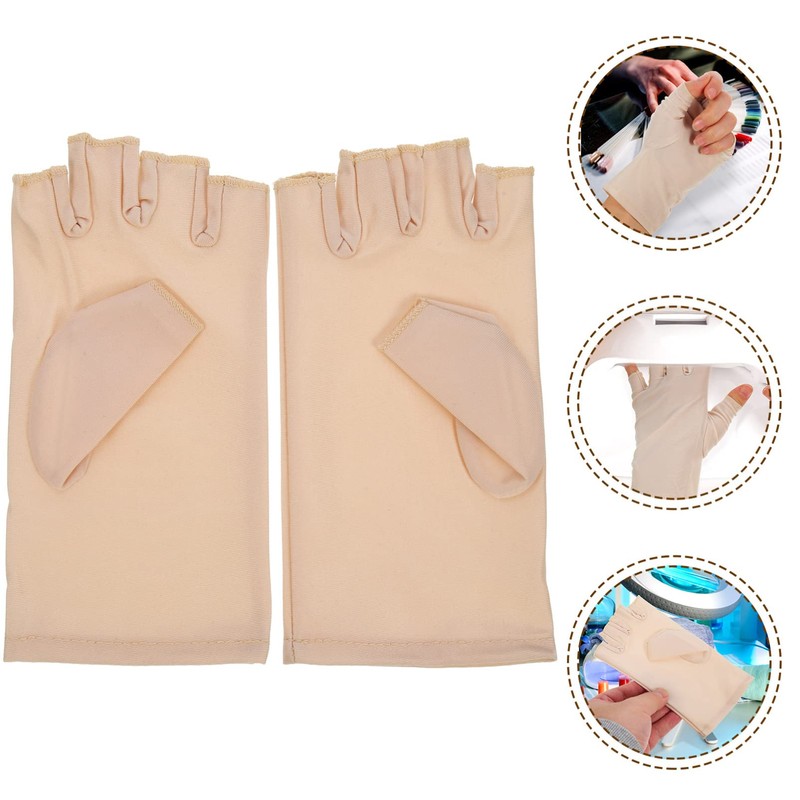 FOMIYES Uv Protection Manicure Gloves Fingerless Nail Gloves for Men
