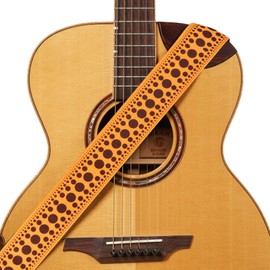 Amumu Polka Dots Guitar Strap with 3 pick holders for Acoustic, Electric, Bass Guitars - Orange
