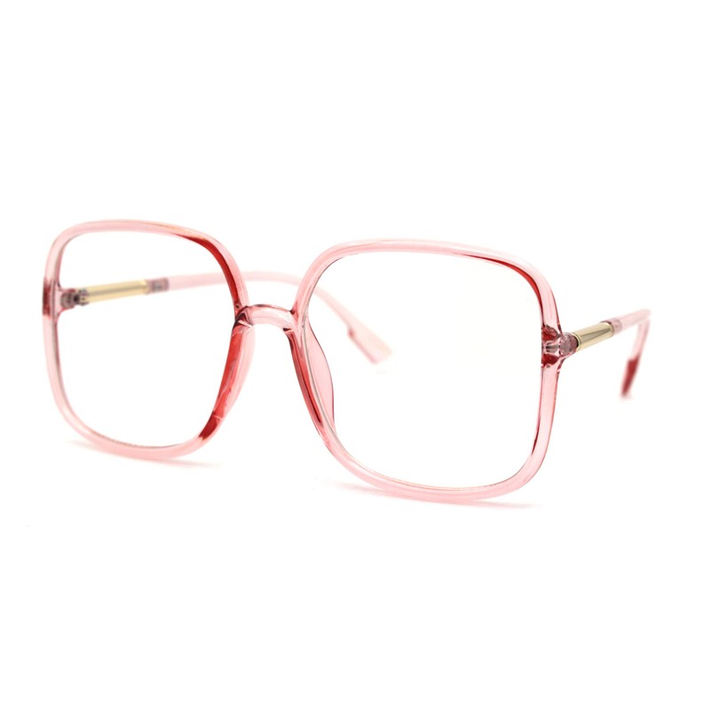 SA106 Womens 90s Oversize Rectangular Butterfly Clear Lens Eyeglasses Pink