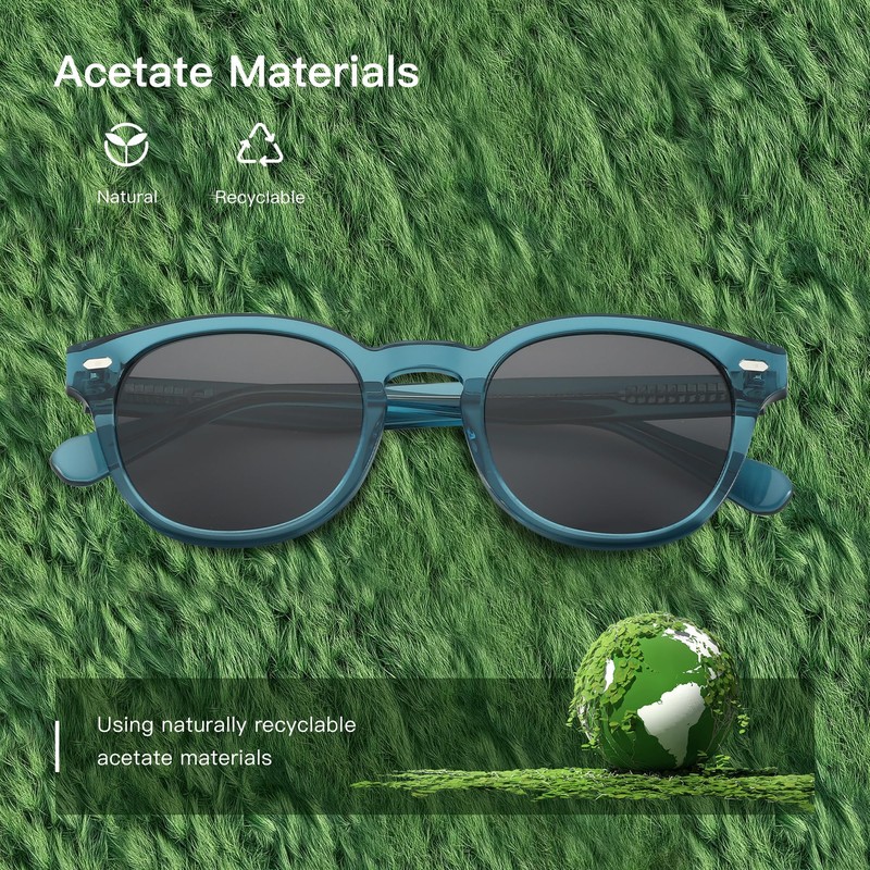 ZENOTTIC Polarized Sunglasses, Women's, Men's, UV Protection, Round, Handmade, Acetate