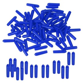 PATIKIL Round Rubber End Caps 2mm ID, 100 Pcs Rubber Bolt Covers Caps Vinyl Rubber Flexible Screw Thread Protectors for Metal Tube Rod Bolts, Blue