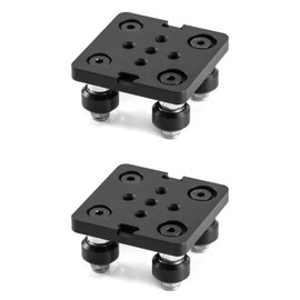 QWORK Small V-Wheel Plate, 2 Pack V-Slot Gantry Rod Plate with Wheel, for 2020 Aluminum Profile, CNC and 3D Printer Parts Black Wheel