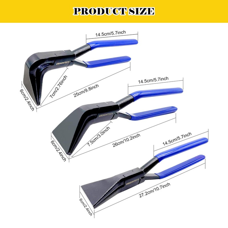 ORIGINTECH 3-Piece Hand Seamers Sheet Metal Tools, Straight, 45°, and