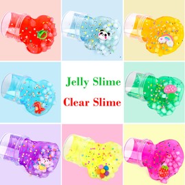 Clear Crystal Slime Kit 8 Pack, Jelly Cube Crunchy Slime, Includes 8 of Slime Add-ins, Kids Slime Stress Relief Toy, Slime Party Favors for Girls & Boys