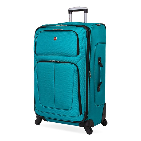 SwissGear Sion Softside Expandable Luggage, Teal, Checked-Large 29-Inch